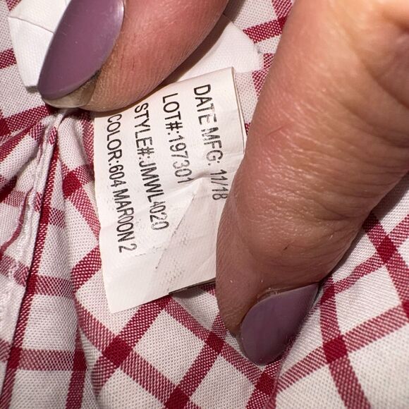 Johnnie O Maroon Plaid Long Sleeve Button Down Shirt Mens Medium/preppy/beachy - Picture 4 of 7